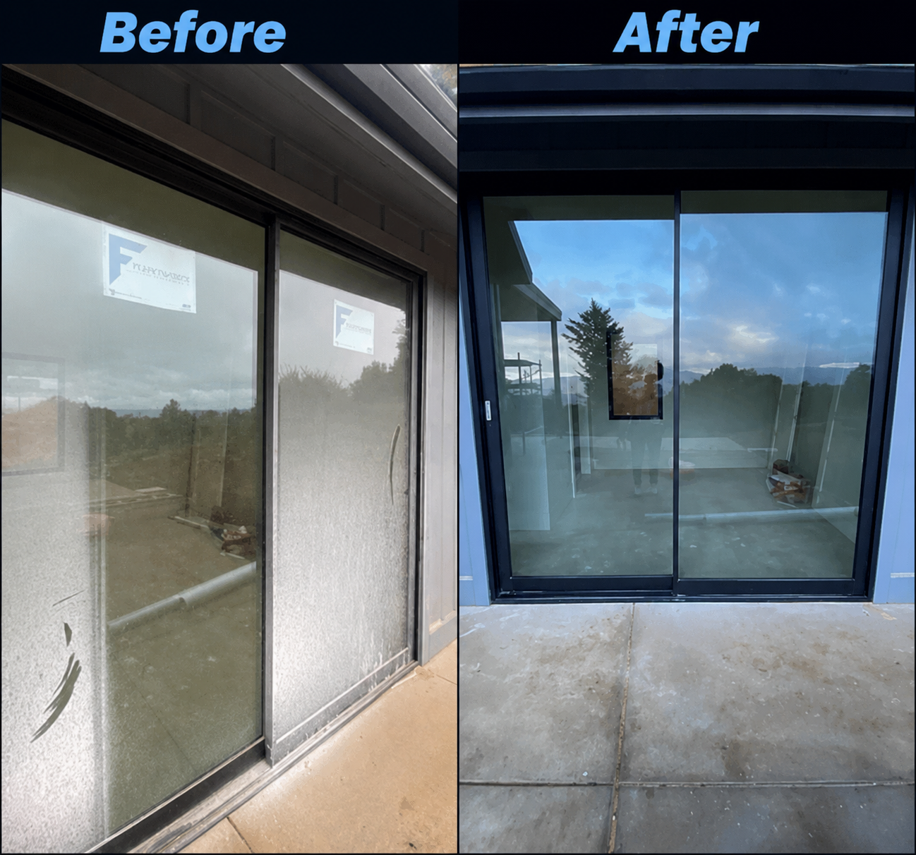 Before and after window cleaning result